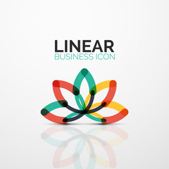 Outline minimal abstract geometric linear business icon made of line segments, elements