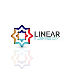 Abstract flower or star, linear thin line icon. Minimalistic business geometric shape symbol created with line segments