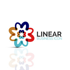 Abstract flower or star, linear thin line icon. Minimalistic business geometric shape symbol created with line segments