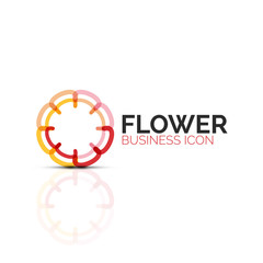 Abstract flower or star minimalistic linear icon, thin line geometric flat symbol for business icon design, abstract button or emblem