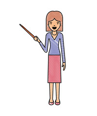 female teacher with pointing stick vector illustration design