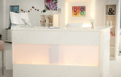 Reception Desk In Beauty Salon Stock Photo And Royalty Free