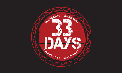 33 days warranty icon vintage rubber stamp guarantee