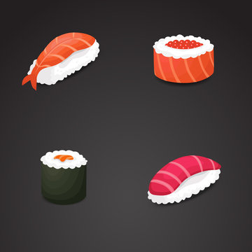 Sushi vector 3d, realistic icon.