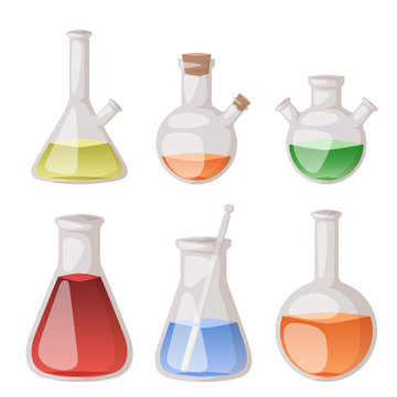 Chemical flask laboratory vector lab glassware tube liquid biotechnology analysis tubes medical scientific equipment.