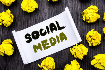 Writing text showing Social Media. Business concept for Global Internet Network Written on sticky...