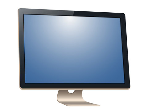 Computer monitor, with a blank screen, isolated on white background. To represent your application.
