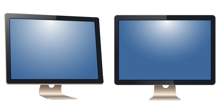 Computer monitor, with a blank screen, isolated on white background. To represent your application. Vector stock