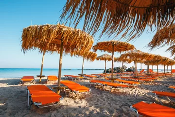 Cercles muraux  Plage d'Elafonissi, Crète, Grèce Parasols sur la plage d& 39 Elafonissi sur l& 39 île de Crète, Grèce