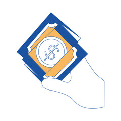 hand with bill dollar money icon vector illustration design