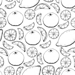 Hand drawing vector seamless pattern black and white sketch 