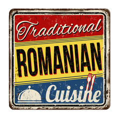 Traditional romanian cuisine vintage rusty metal sign