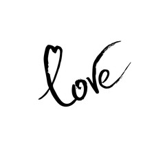 Vector freehand letters love text doodles, valentine s day