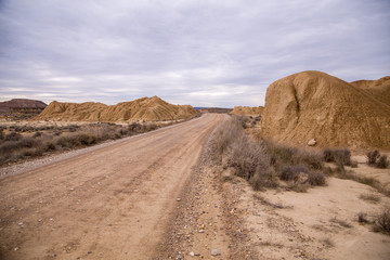 Desert landscape of the Bardenas Real in Navarra Spain