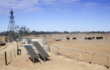 Solar energy replaces a windmill in outback South Australia.