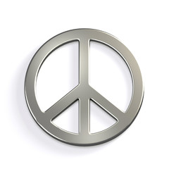 Silver Peace Sign. 3D Render Illustration