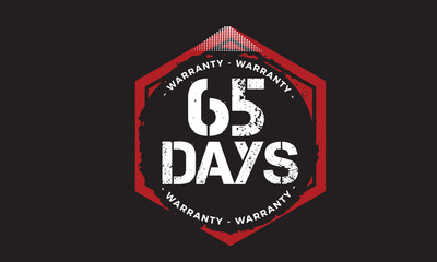 65 days warranty icon vintage rubber stamp guarantee