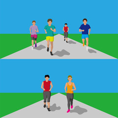 ジョギングを楽しむ人達