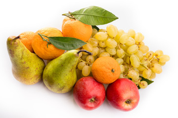 Fototapeta na wymiar Fresh fruits isolated on a white . Set of different fresh fruits
