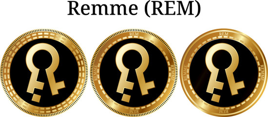 Set of physical golden coin Remme (REM)