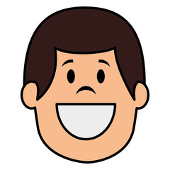 young man head avatar character vector illustration design