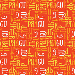 Prague seamless pattern. Autentic artistic design for background.