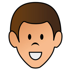 young man head avatar character vector illustration design