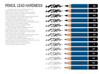 Set of drawing pencil and line of each lead hardness on transparent background
 - obrazy, fototapety, plakaty