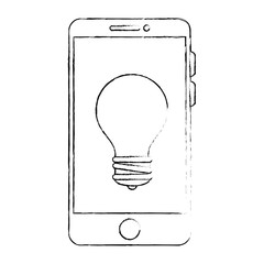 smartphone device with bulb vector illustration design