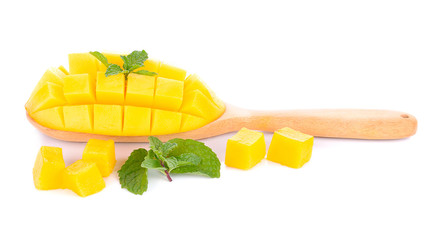 Ripe mango isolated on white background.