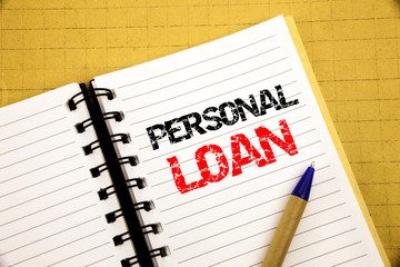 Personal Loan. Business concept for Bank Financial Help written on notepad with copy space on old wood wooden background with pen marker