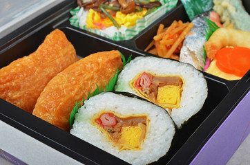 Close up of Japanese sushi bento 
