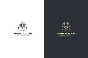 Stylized geometric parrot head illustration. Vector icon tribal bird design © Pedro