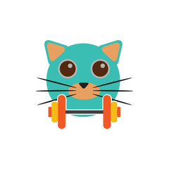 Barbell Cat Logo Icon Design