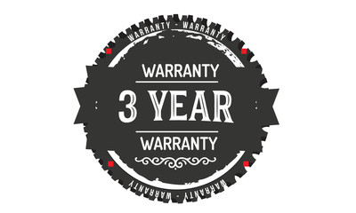 Fototapeta premium 3 years warranty icon vintage rubber stamp guarantee