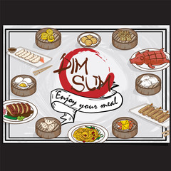 menu chinese food dim sum design template graphic