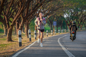 fitness woman running in park