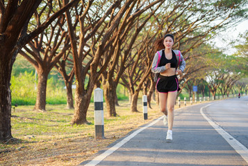 fitness woman running in park