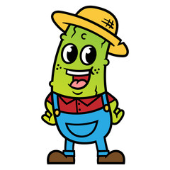 Cartoon Farmer Pickle Character