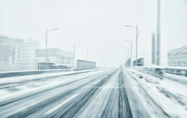 Fototapeta na wymiar Snow covered viaduct