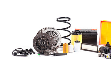 Car fixing parts on white