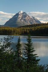 Mountain and Lake in Jasper National Park, Alberta, Canada