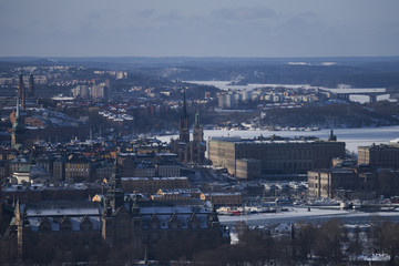 View over Stockholm a cold winter day