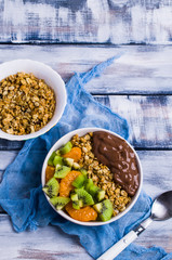 Granola with chocolate yogurt