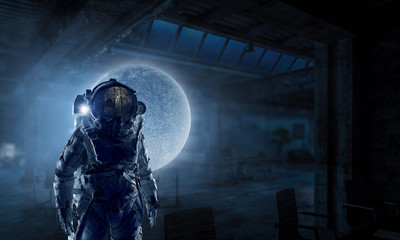 Spaceman ready for mission. Mixed media