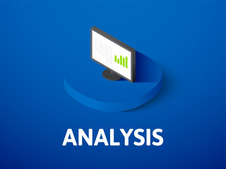 Analysis isometric icon, isolated on color background
