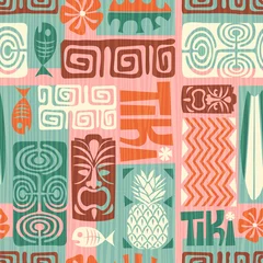 Plaid mouton avec motif Tiki Motif Tiki Exotique Sans Couture. Illustration vectorielle
