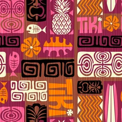 Tapeten Tiki Nahtloses exotisches Tiki-Muster. Vektor-Illustration