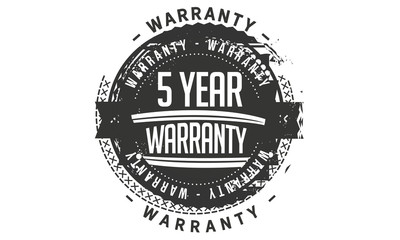 5 years warranty icon vintage rubber stamp guarantee
