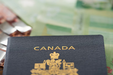 Canadian Passport with Canadian Dollars for business and holiday trip